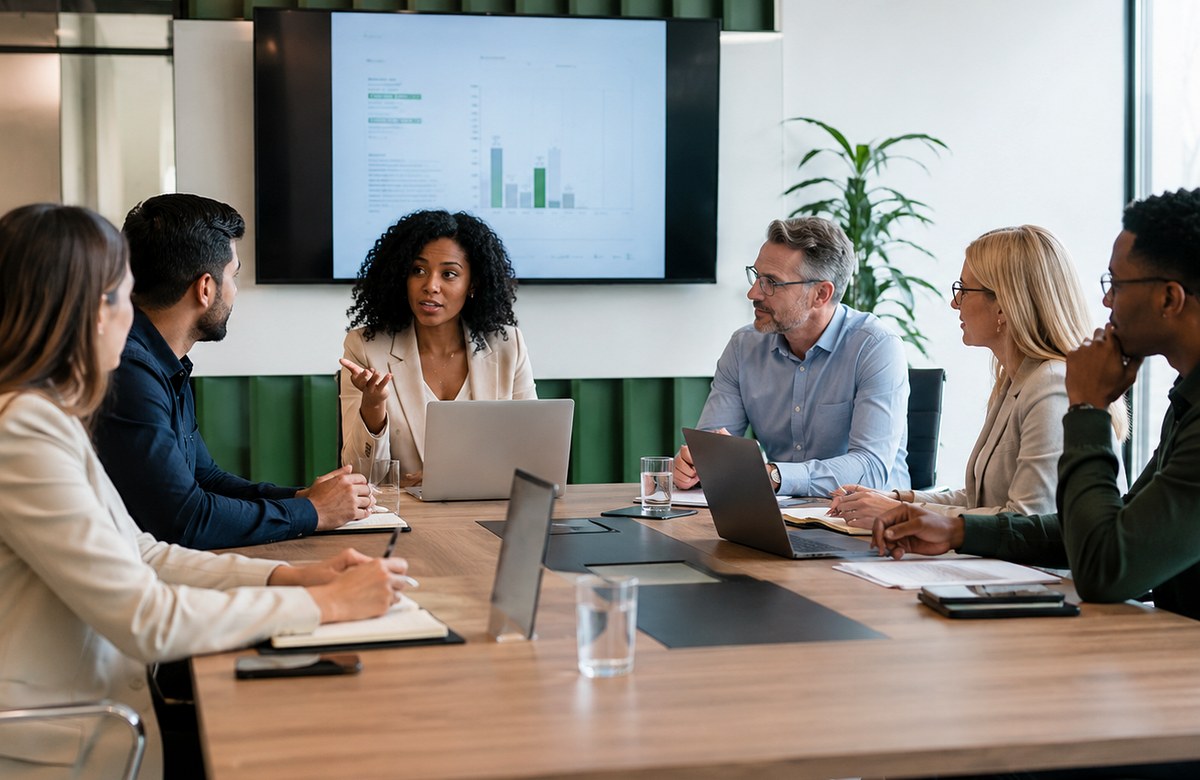 Modern boardroom prepared for business discussion